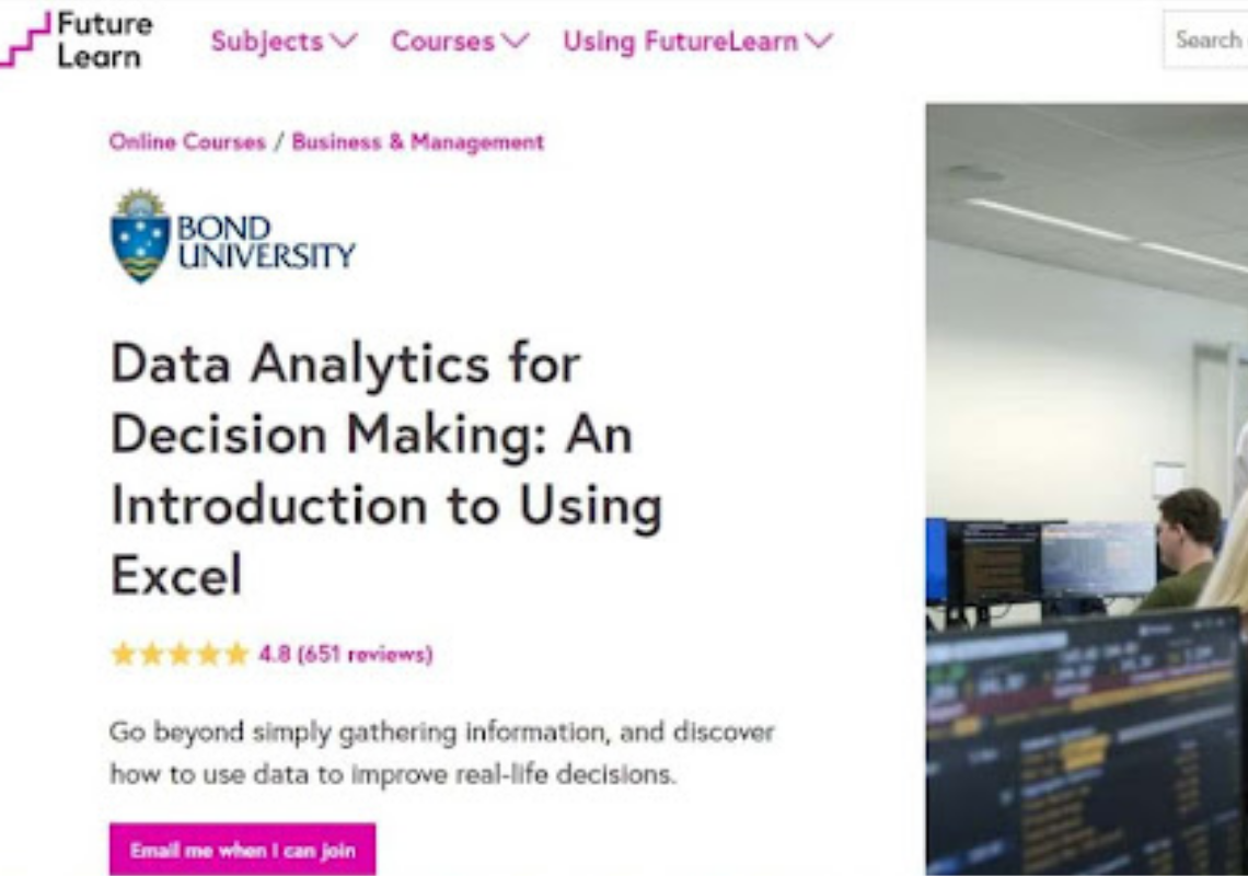 Data Analytics For Decision Making: An Introduction to using Excel